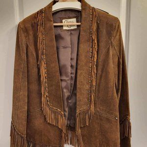 STUDDED FRINGE Leather JACKET